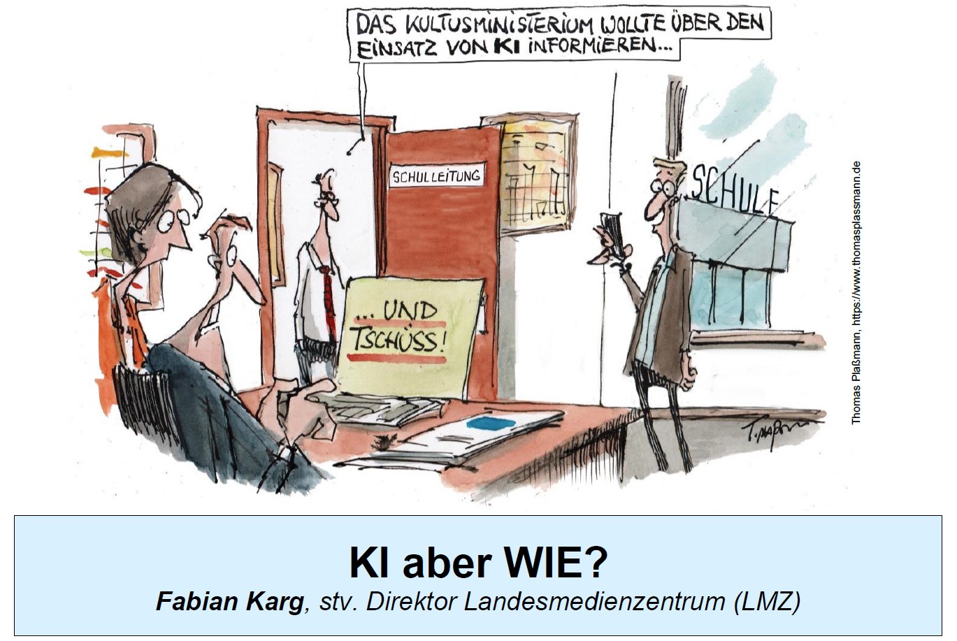 Karrikatur über den Einsatz von KI an Schulen